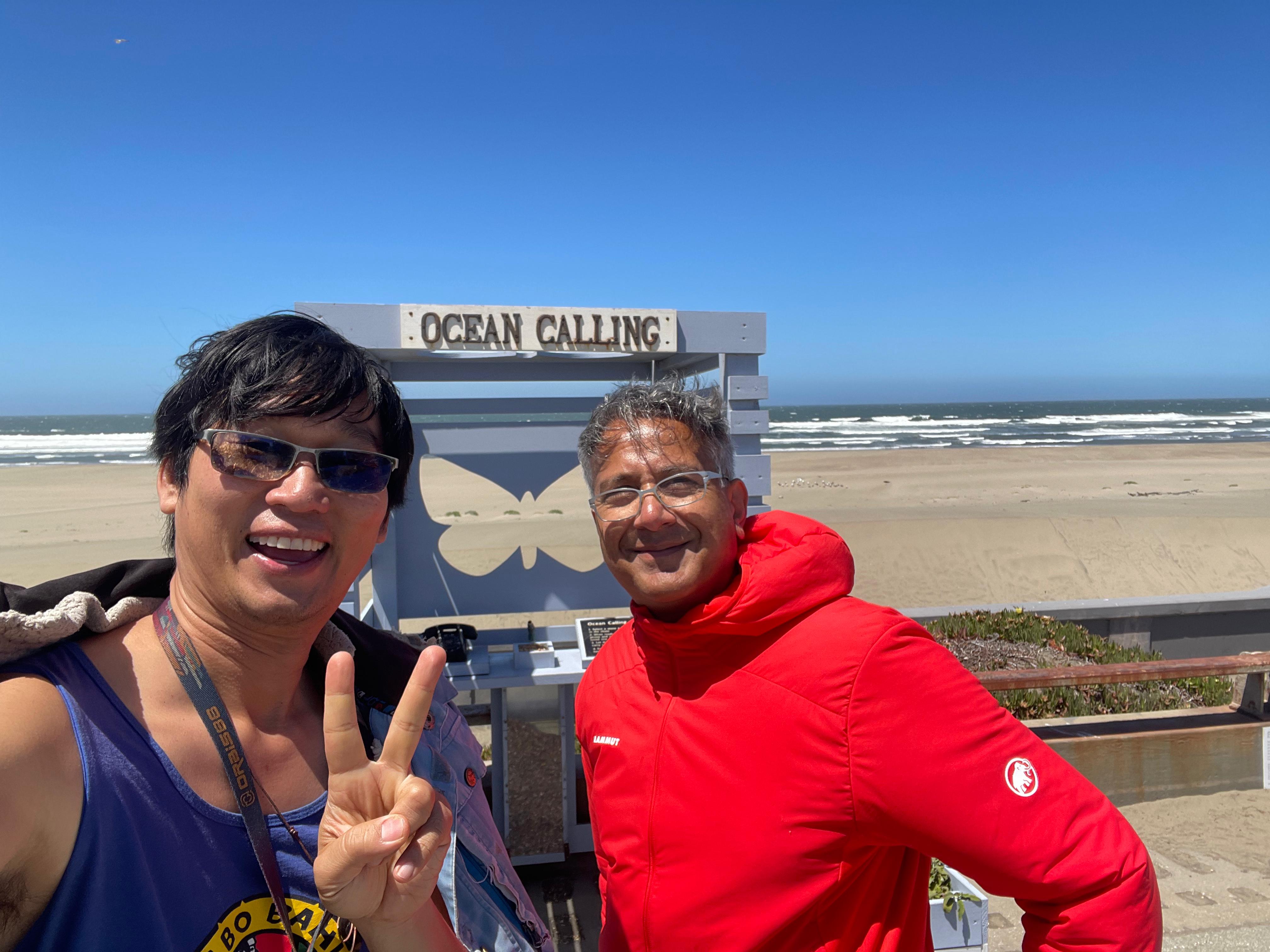 Gary and Bilal by the beach &mdash; two people, a conversation, the beginning of something